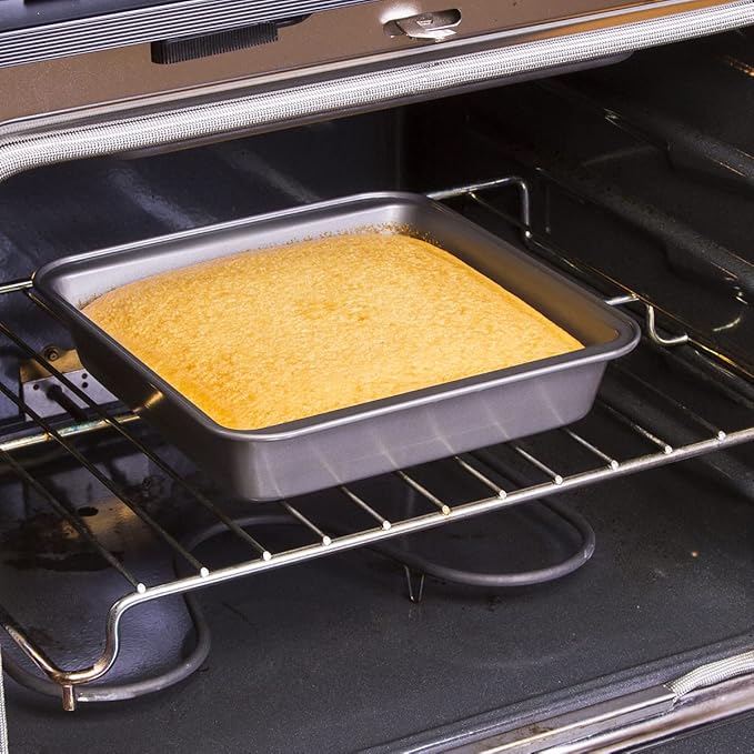 Ecolution Bakeins Cookware Non-Stick Heavy Duty Carbon Steel, Square 9”, Gray (Pack of 2)