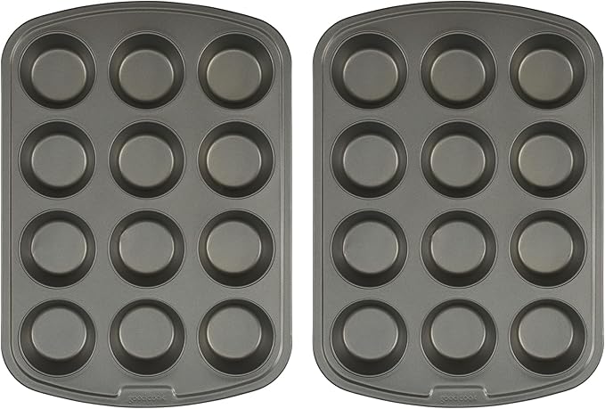 GoodCook Nonstick Steel 12-Cup Muffin Pan, Gray, Set of 2