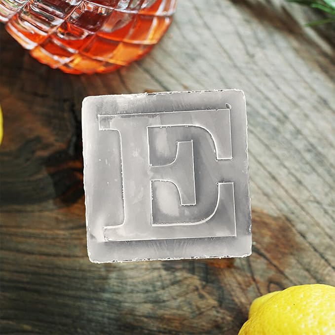 Letter E Monogram Ice Cube Mold Custom Ice Cube Mold 2 Inch Big Initials Silicone Ice Cube Tray Gifts for DAD Gifts for Him