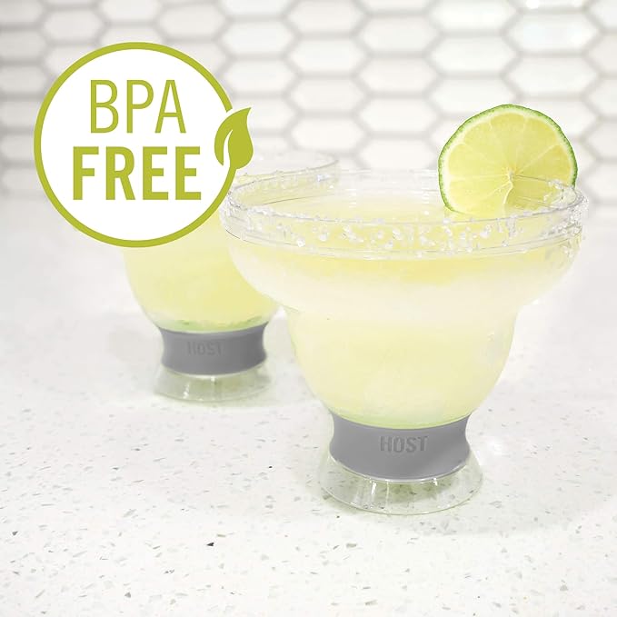 HOST Freeze Stemless Margarita Glasses Double Walled Insulated Gel Chiller Plastic Margarita Cups - Frozen Cocktail Glass, Set of 1, 12 oz, Green