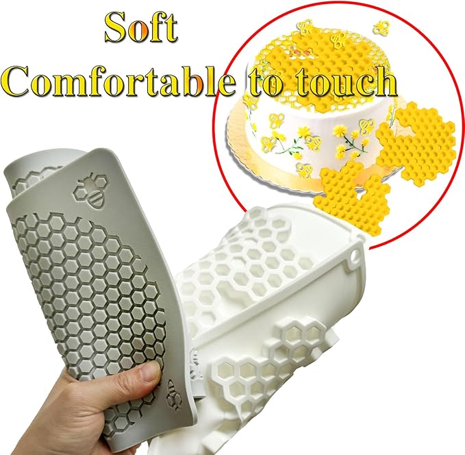 2PCS Tuile Molds Silicone Honeycomb Baking Mold,Acxydm Honeycomb Mold Silicone Bee Silicone Mold,Fondant Molds 3D Beehive Candy Silicone Moulds,Chocolate Mold Set Sugar Bees for Cake Decorating,Large