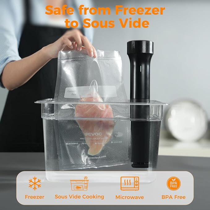 Wevac Vacuum Sealer Bags – 100 Count (6″×10″ & 8″×12″), Heavy-Duty BPA-Free Food Storage Bags, Puncture-Resistant, Freezer & Sous Vide Safe, Compatible with All Vacuum Sealers