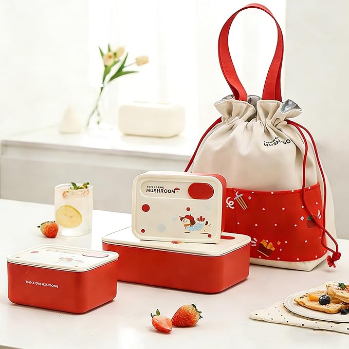 304 Stainless Steel Bento Box Set for Woman (2×23.6oz + 1×47.3oz) | 3-Piece Lunch Box Set