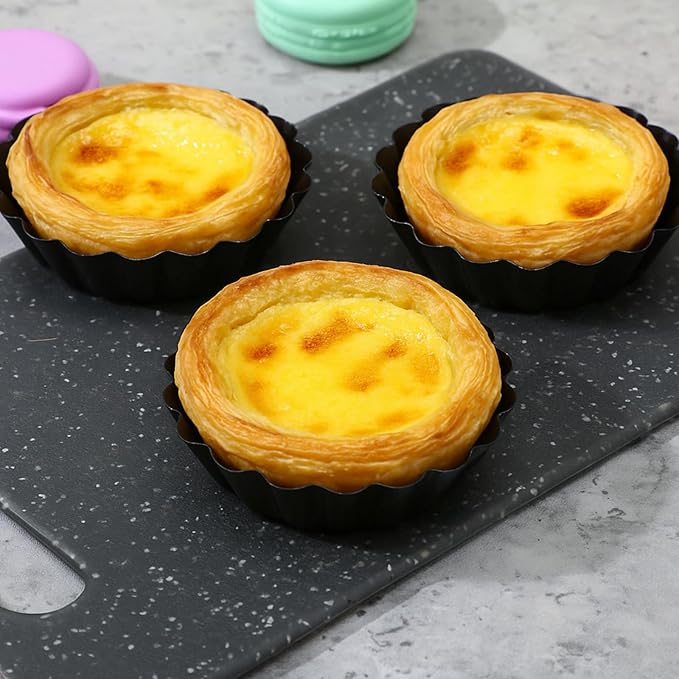 Yolev 24 Pcs Mini Pie Tart Pans 3" with Removable Bottom Round Nonstick Quiche Pan Bakeware Egg Tart Molds Fluted Side Small Quiche Pans Steel Mini Pie Tins for Pies Mousse Cheese Cake Dessert