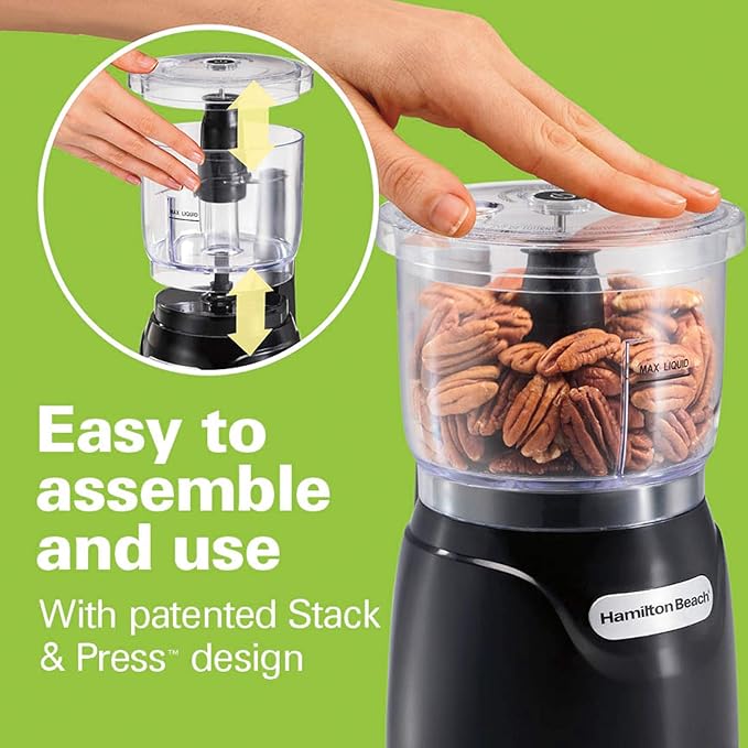 Hamilton Beach 6-Speed Electric Hand Mixer, Red & Electric Vegetable Chopper & Mini Food Processor, 3-Cup, 350 Watts, for Dicing, Mincing, and Puree, Black (72850)