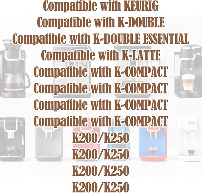 Filter Replacement Parts Starter Kit for Keurig 2.0, Transparent Coffee Maker Cartridge Water Filter Holder Reservoir Accessories with 6pcs Cartridges for K200 K250 K-Compact K-Duo