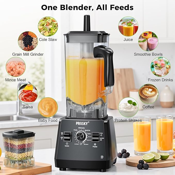 2400W High Speed Countertop Blender, 101oz Large Capacity, BPA-Free, 25000 RPM Blenders for Smoothies, Ice Crushing, Soups, Nut Butters & Baby Food (Gray, 3L)