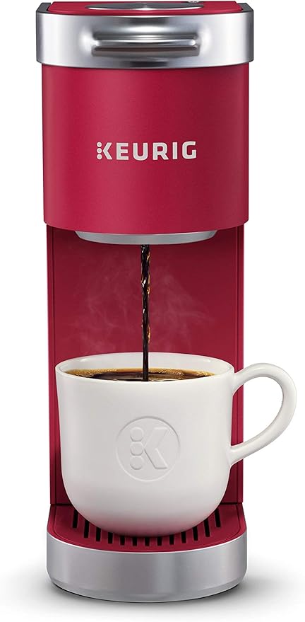 Keurig K-Mini Plus Maker Single Serve K-Cup Pod Coffee Brewer, Comes with 6 to 12 Oz. Brew Size, Storage, and Travel Mug Friendly, Cardinal Red (Renewed)