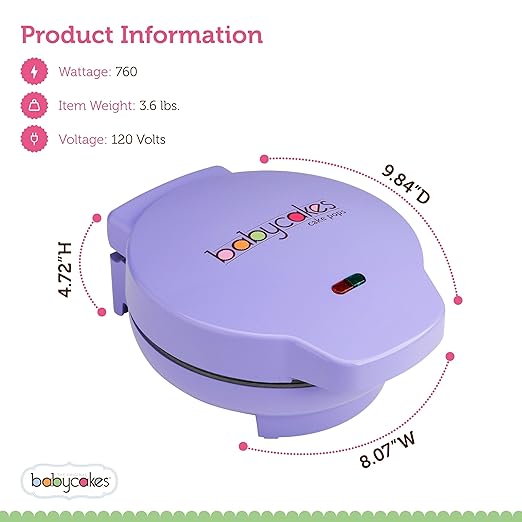 Babycakes Cake Pop Maker by Select Brands - Kit for Birthdays & More - Includes Decorating Stand & 50 Sticks - Features Non-Stick Coating - Makes 12 Cake Pops