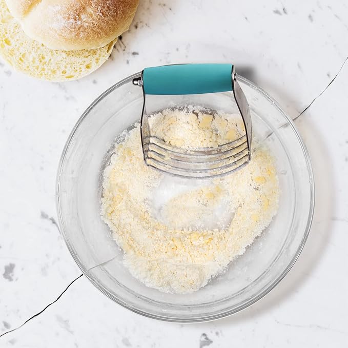 ALLTOP Pastry Blender Cutter,Stainless Steel Dough Masher for Butter, Biscuit,Baking, Kneading,Dough, Flakier and Fluffier Pie Crusts, Almond - Hand Kitchen Tool (1 Pack, Turquoise)