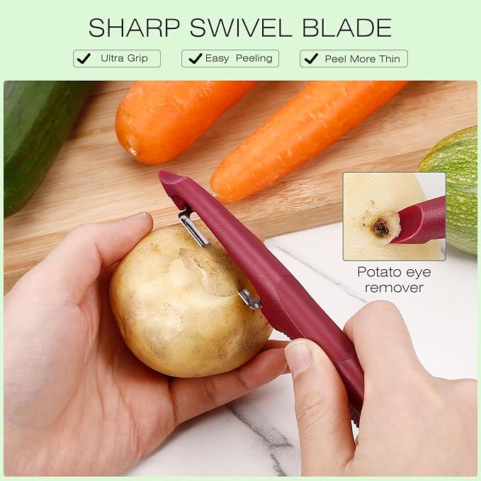 Senbowe Upgrade Potato Peeler for Kitchen, 6PCS Stainless Steel Vegetable Peeler, I and Y Veggie Food Peeler for Apple Fruit Carrot Zucchini Cucumber,Good Grip Makes Peeling Very Easy