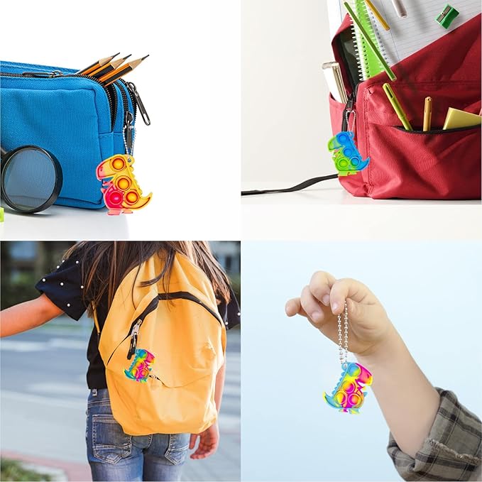 Dinosaur Pop Fidget Toys Bulk Its 30 Pack Dinosaur Party Favors for Kids 4-8 8-12 Mini Dino Pop Keychain It Fidget Toy Fidgets for Classroom Prizes Student Carnival Birthday Goodie Bag Stuffers Filler