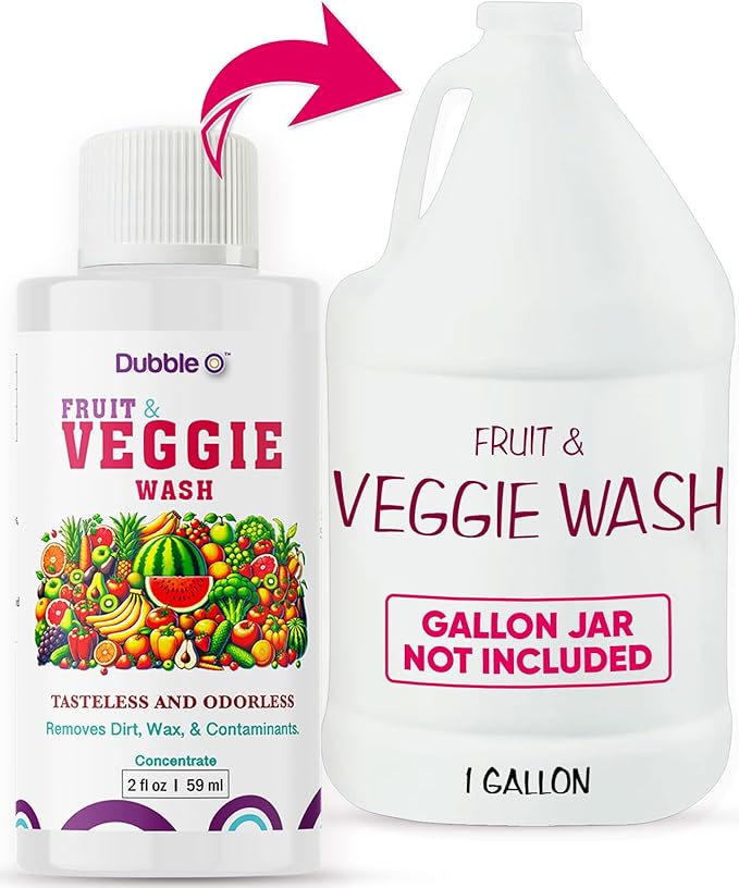 Fruit and Veggie Wash Concentrate - 2 fl. oz. ⦾ Makes 1 Full Gallon of Produce Wash When Diluted ⦾ Cleans Wax, Dirt, and Contaminants ⦾ Tasteless and Odorless