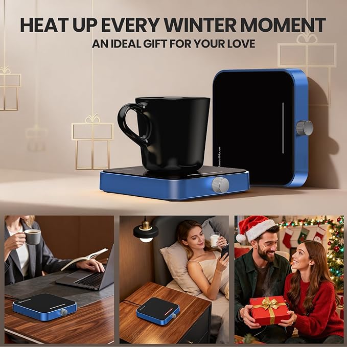 Maestri House Mug Warmer, Electric Coffee Cup Warmer for Desk with 3-Temp Settings,Auto Shut Off, Constant Temperature Heating for Beverage, Milk, Tea and Hot Chocolate at Home & Office (Blue)