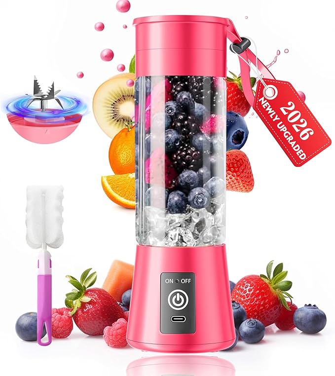 Cordless Personal Size Portable Blender - 380Ml Blender Smoothies and Shakes, BPA Free Traveling Juice Cup with Powerful Blending, Freshly Squeezed in Sports/Travel/Home, Mother's Day