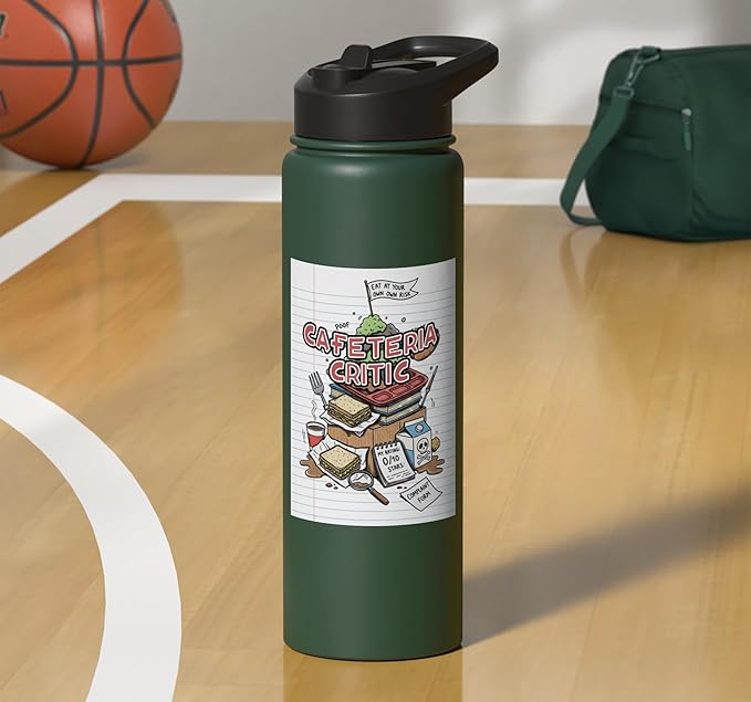 Cafeteria Critic - Student Lunch School Humor Food Chaos Stainless Steel Insulated Water Bottle