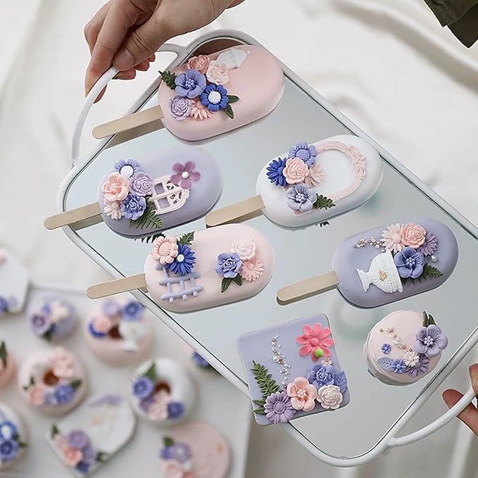 5Pcs Flower Molds Silicone Chocolate Mold Daisy Flower Fondant Polymer Clay Resin Mold Soap Ice Cube Jello Molds for Baking and Cake Cupcake Decorating (Gray Daisy Flower)