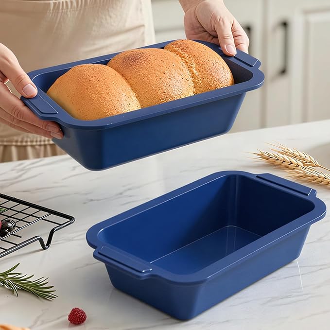 Bread Pan for Homemade Bread：9.5 x 5 Inch Silicone Loaf Pan for Baking with Metal Frame - Nonstick Banana Loaf Tin Tray for Sandwich Sourdough Pumpkin Sour Dough - for Oven Kitchen Home Bakers