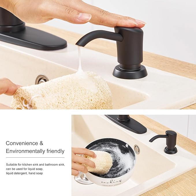 GAGALIFE Built in Counter Soap Dispenser for Kitchen Sink and Extension Tube Kit, Anti-Leakage Upgrade with 40" Tube No More Top Refill (Matte Black)