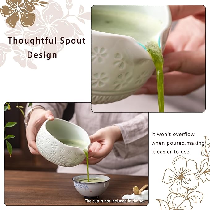 Buucup Matcha Whisk Set, Ceramic Matcha Kit Set Includes Matcha Bowl, Matcha Whisk and Holder, Bamboo Scoop, Scoop Rest, Sifter and Tea Towel - 7 Pcs Matcha Kit for Matcha Lovers (Mint)