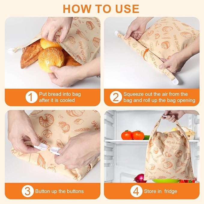 Sourdough bread Bags for Homemade Bread-2 Pack XL Reusable Beeswax Bread Bags for Homemade Bread Freezer & Refrigerator 17"×13" Natural Beeswax-Lined Organic Cotton Food Storage Bags to Keep Fresh