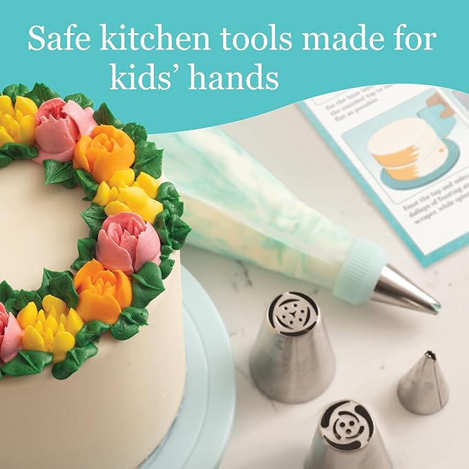 MindWare Playful Chef: Kids Cake Decorating Kit - Includes Pans, Reusable Pastry Bags, Stencils, Recipes amd More