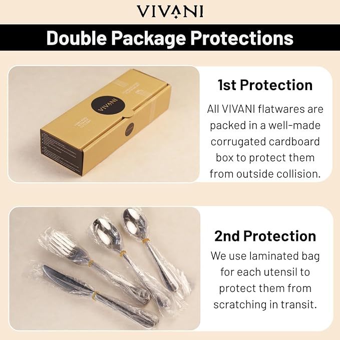 VIVANI Gold Silverware Set for 4, 16-Piece Stainless Steel Flatware Sets, Gold Utensils Set, Cutlery Set, Knife Spoons and Forks Set for Home, Restaurant, Dorm, Dishwasher Safe