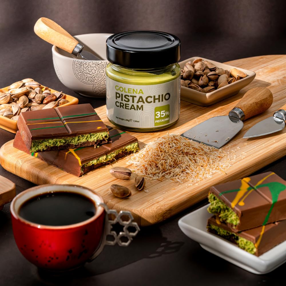 Pistachio Cream – 7.05 oz (200gr) | 35% Pistachio Butter | Ideal for Dubai Chocolate Bars, Kataifi, Knafeh & Desserts | Versatile Paste for Breakfast & Baking