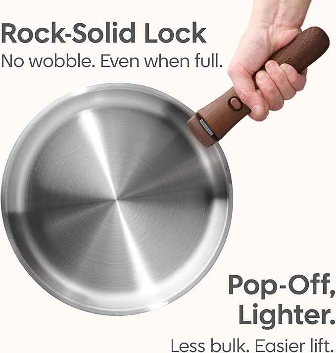 CAROTE 13 PCS Tri-Ply Stainless Steel Cookware Set with Detachable Handle, Pots and Pans Set, Induction Kitchen Cooking Sets, RV/Camping Cookware, Oven Safe