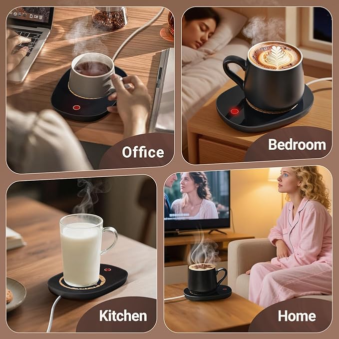 Coffee Mug Warmer for Desk with Auto Shut Off, Coffee Cup Warmer for Desk with Auto Shut Off, 3 Adjustable Temperature Settings & 8 Hours Auto shutoff