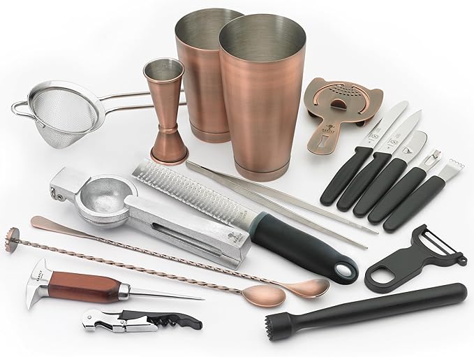 Barfly Mixology Cocktail Set, 12 Piece Deluxe, Antique Copper