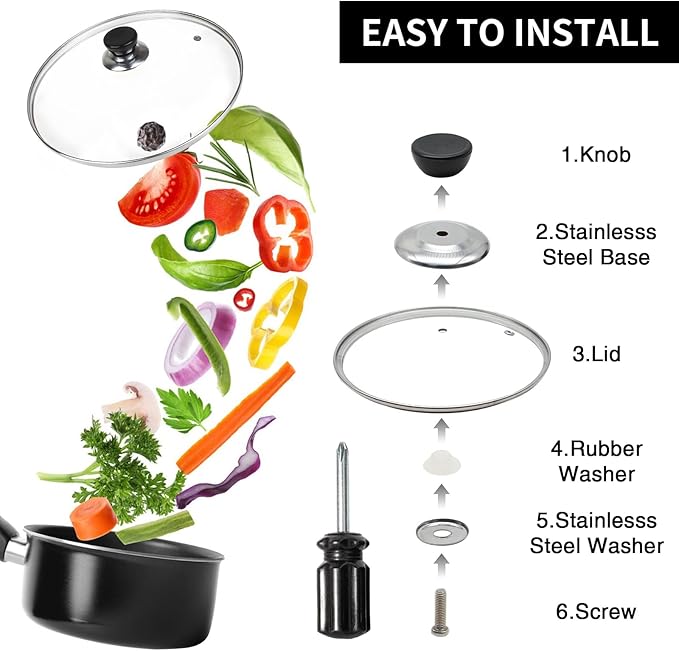 10 Inch Pan Lid, 10 Inch Frying Pan Lids, Tempered Glass Cast Iron Lid for Skillets, Fry Pan, Wok Pot (10 inch)