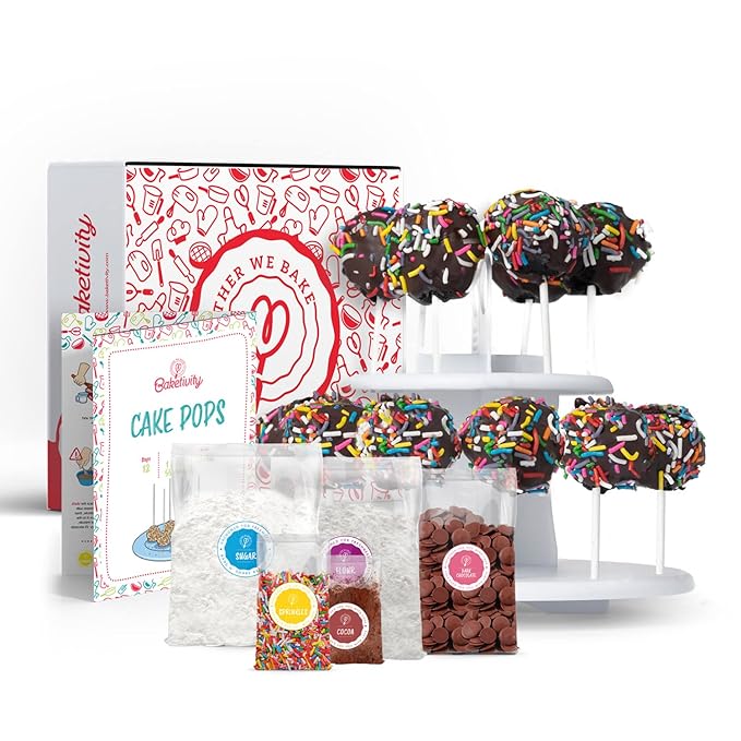 Cake Pop Kit by Baketivity | No Mold or Maker Needed | Cake Pop Stand and Baking Kit | Arts and Crafts for Kids Baking Sets | Kosher