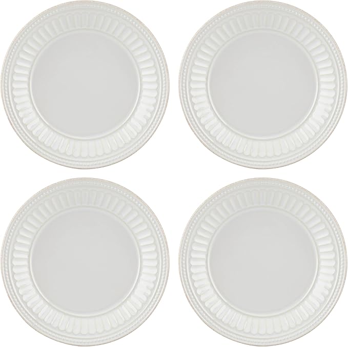 LENOX 895720 French Perle Groove Dessert Plates, Set Of 4, White
