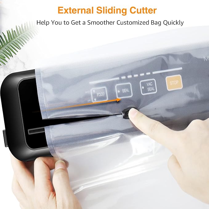 MegaWise Vacuum Sealer Machine - Powerful 80kPa Suction, Built-in Cutter, One-Touch Operation, Includes 10 BPA-Free Bags, Dry & Moist Modes, Keeps Food Fresh 5x Longer