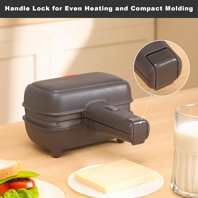 UVFAST Mini Sandwich Maker with Removable Plates: Portable Grilled Cheese Maker, Electric Breakfast Sandwichera with Non-Stick Plates, Hot Sandwich Maker Press for Cooking Breakfast, Grilled Cheese