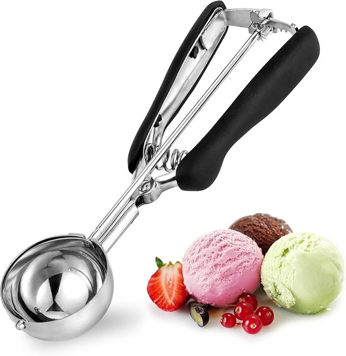 Large Cookie Scoop 3 Tbsp, Professional Stainless Steel Ice Cream Scoop 50mm, Cupcake Scoop Muffin Scoop for Baking, Good Soft Grips, Quick Trigger Release, 45ml (3 Tablespoon)