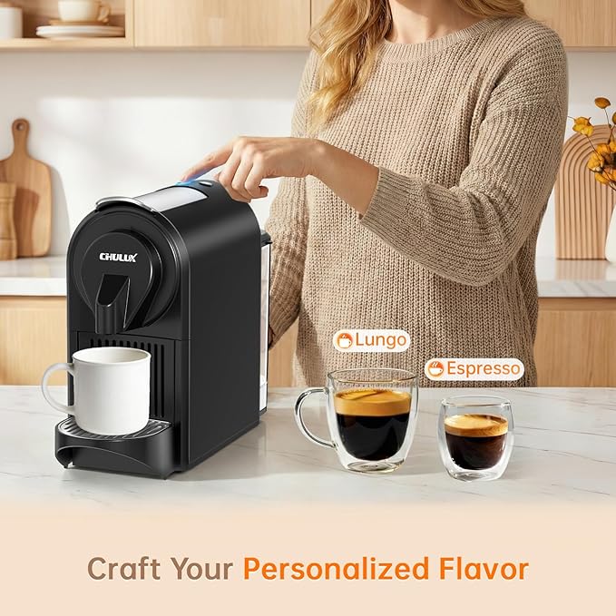 CHULUX Upgrade Bafè-Pro Espresso Machine for Nes Original Pods, 20Bar Rapid Extraction Home Espresso Coffee Maker for Espresso & Lungo, Black