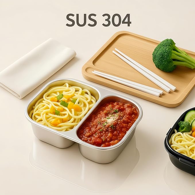 Bandesun Stainless Steel Snack Containers with Lids - 27 oz Salad Sauce Seasoning Container, Reusable Snackle Lunch Box for Kids & Adults, BPA-Free & Leakproof, Condiment Snack Pack Containers