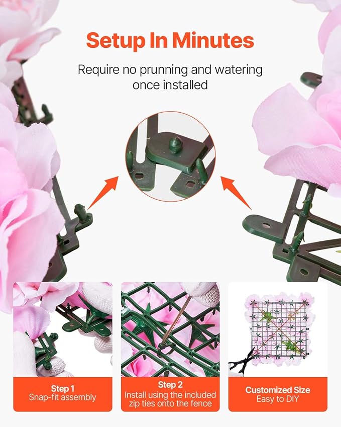 VEVOR 3D Flower Wall Panel, Artificial Floral Wall Background Mesh Backing Mat,Seamless Design&Easy Installation for Wedding Valentines Day Home Baby Party Backdrop Decor,Pink