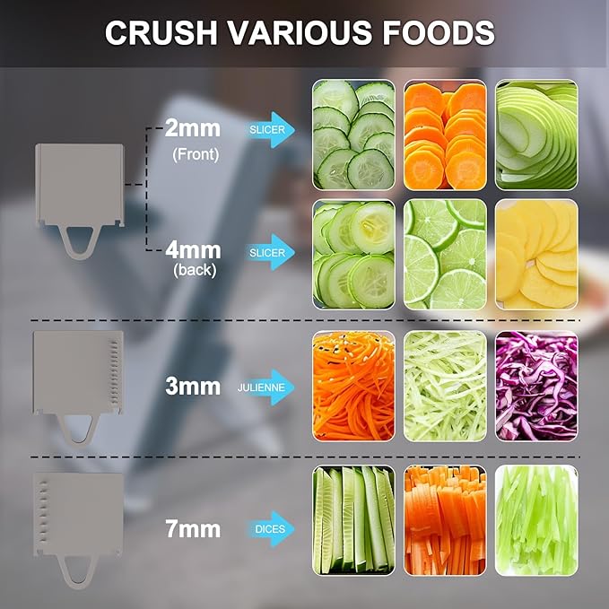 Mandoline Slicer Safe Multifunctional Dicer Adjustable Commercial Slicer Machine Stainless Steel Chopper (Grey Light Blue)