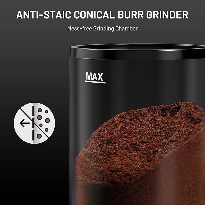 Secura Brands Conical Burr Coffee Grinder Electric Espresso Coffee Grinder with 35 Ajustable Precise Grind Settings for 2-12 Cup 8.8 Ounce Coffee Bean Storage