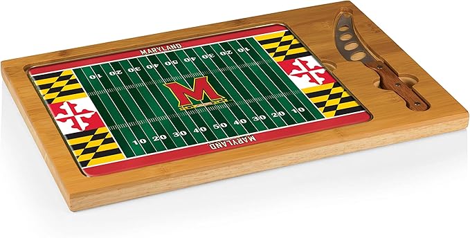 PICNIC TIME NCAA Icon Glass Top Cutting Board & Knife Set, Cheese Boards Charcuterie Boards, Serving Platter, (Parawood & Bamboo)