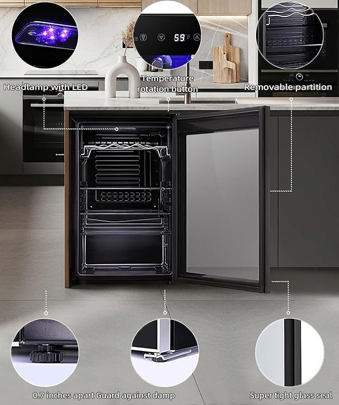 Antarctic Star 36 Bottle Wine Cooler Beverage Refrigerator Small Mini Wine Cellar Beer Soda Bar Fridge Quiet Operation Compressor Adjust Temperature Freestanding Black, 4.4 Cu. Ft