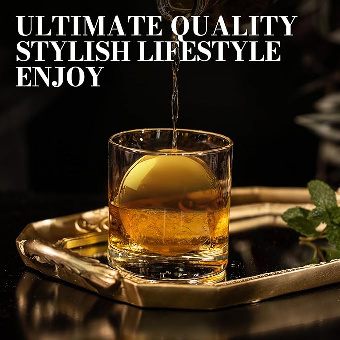 DOQAUS Clear Ice Ball Maker, 2.5 Inch Clear Ice Cube Maker, 2-in-1 Mold Creates 7 Spheres & Cubes for Whiskey, Slow Melting Round Ice Cube Mold for Cocktails & Home Bar Gifts