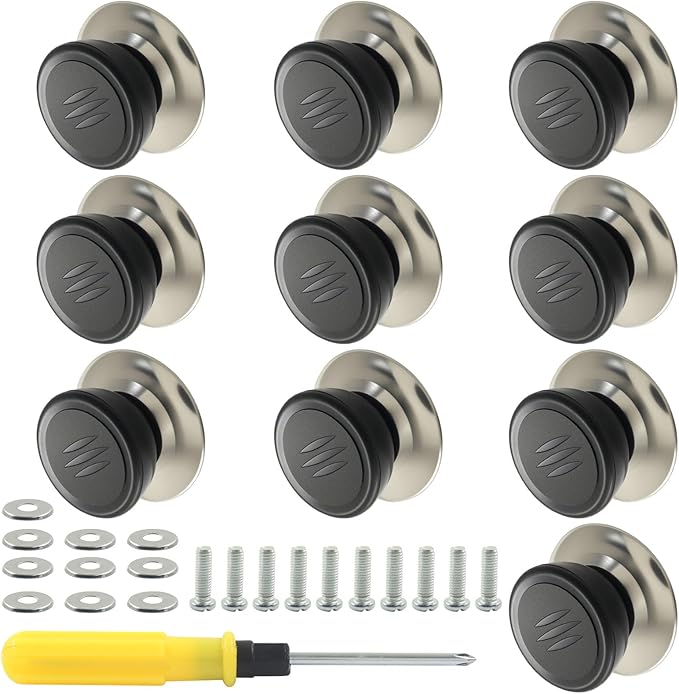 10pcs Pot Lid Knobs - Heat Resistant & Anti-Slip Grip | Universal Replacement Pot Lid for Glass Pots Pans Lids Top (Black)