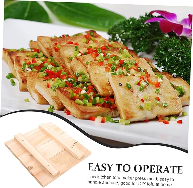 Mikinona Wooden Tofu Press Maker Tofu Making Mold Wood Press Board for Cheese Mold Water Squeezer