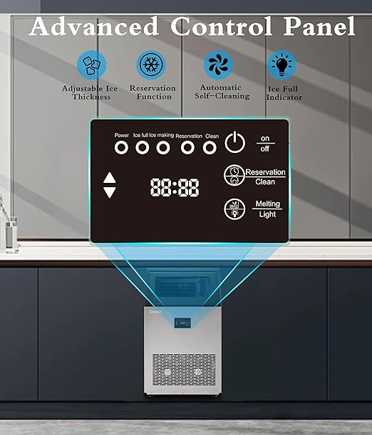 Dessiz Commercial Ice Maker Machine, 130lbs/24H Stainless Steel Under Counter ice Machine with 40lbs Ice Storage Capacity, Freestanding Ice Maker.