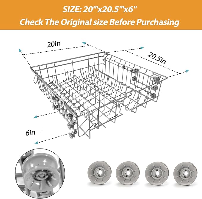 【𝟮𝟬𝟮𝟲 𝙐𝙥𝙜𝙧𝙖𝙙𝙚𝙙】Dishwasher DD82-01385B A/S Assembly-Middle Dishrack (20.5''W*20''D), Center Dishrack (With Dishrack Rollers) - Fit for Samsung Dishwasher Parts DW80R2031/DW80M2020US Series