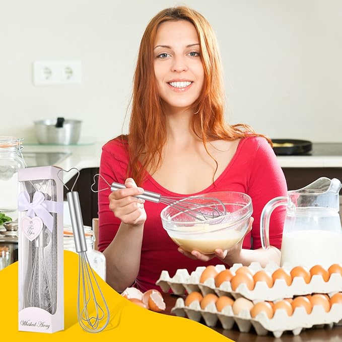 30Pcs Heart Shaped Egg Beater Stainless Steel Mini Manual Eggs Whisk Bulk with Individual Package, Wedding Bridal Engagement Party Return Gift Baby Shower Favors Souvenirs for Guests